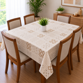 Toalha de Mesa Rendada Imperme�vel 6 lugares Pl�stico PVC