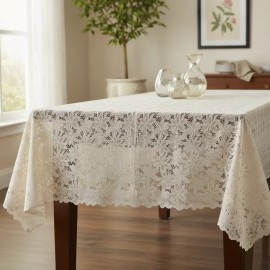 Toalha de Mesa Rendada Imperme�vel 6 lugares Pl�stico PVC