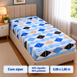 Capa Protetor para Colch�o Solteiro Padr�o Estampada com Z�per 
