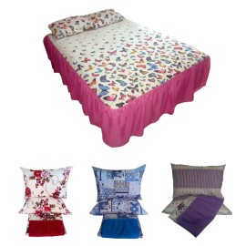 Colcha Casal Queen Sarja com Babado Oxford 3 peas